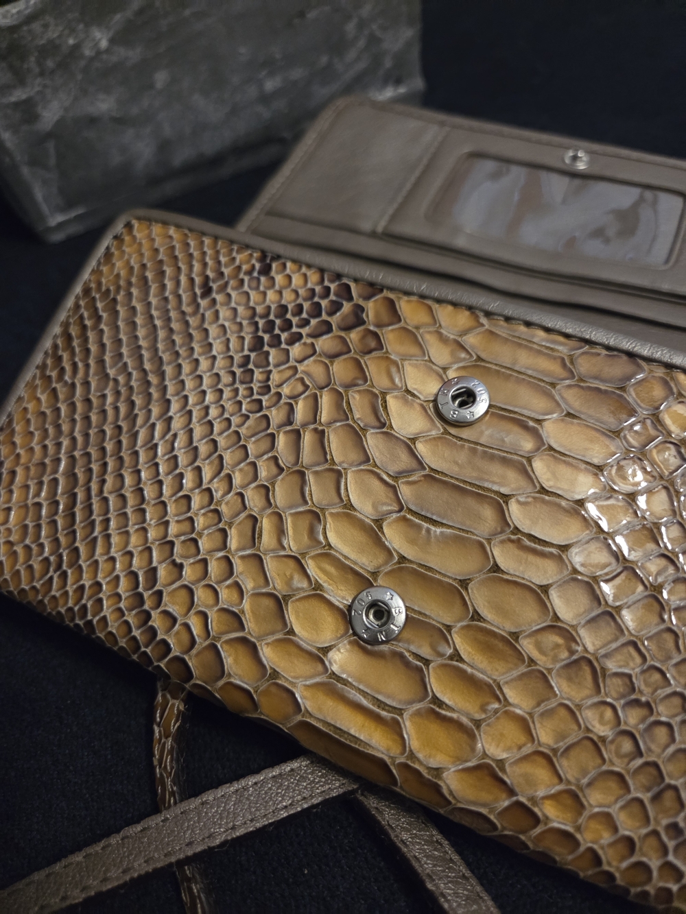 Brighton Gold Snake-Embossed Crossbody Wallet with Silver-Tone Accent - Picture 10 of 14